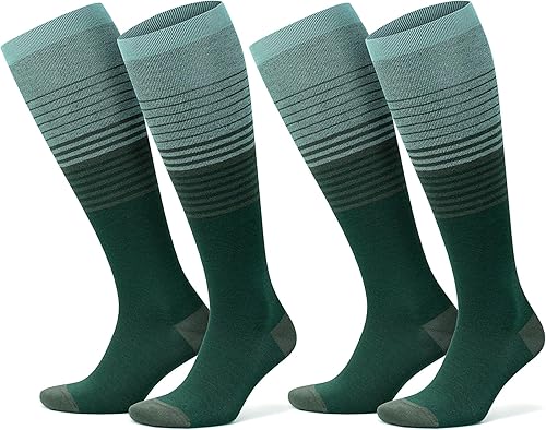 GoWith Calcetines de compresión unisex hasta la rodilla, 15-20 mmHg, rayón hecho de calcetines de bambú, calcetines de viaje transpirables para