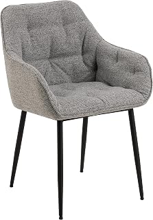 AC Design Furniture Bentley - Juego de 2 sillas de Comedor con Respaldo Acolchado de Tela Gris con Patas de Metal Negro, Silla de Oficina en casa