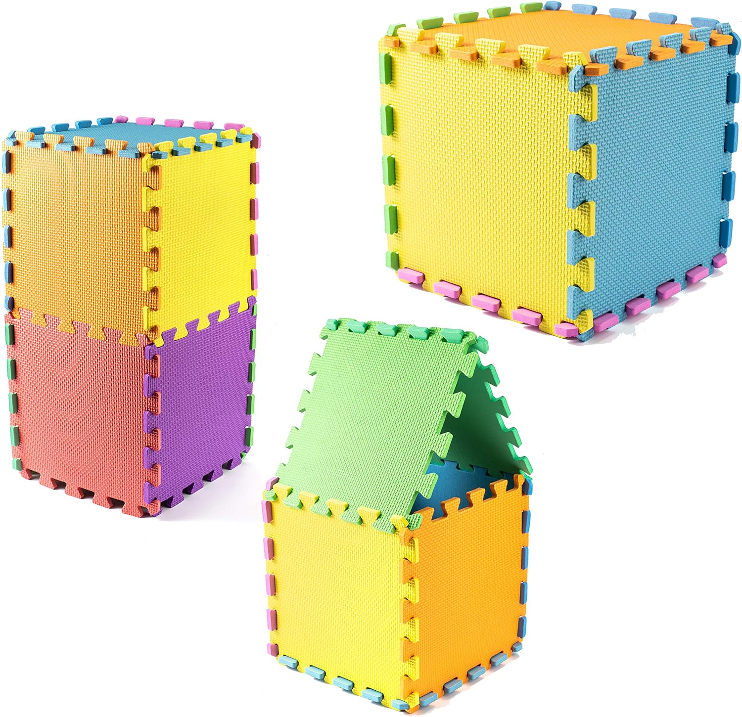Foam Play Mat - 29x29cm Multi Colour Floor Mats 9 Pack - Comfortable Cushiony Foam Floor Puzzle Mat for Kids & Toddlers