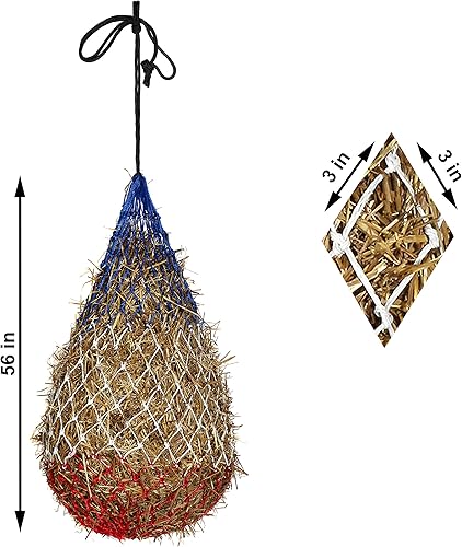 Vista 17 de Majestic Ally Red para heno, juego de 2, longitud: 54 pulgadas, agujeros de 3 x 3 pulgadas para caballos
