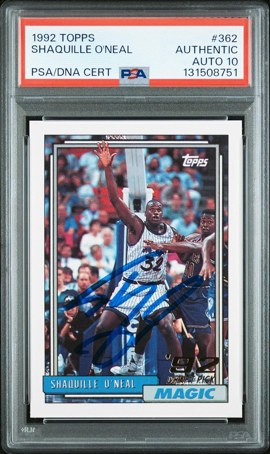 Graded 1992-93 Topps Shaquille O'Neal #362 Rookie RC Basketball Card PSA 10 Auto Grade Gem Mint