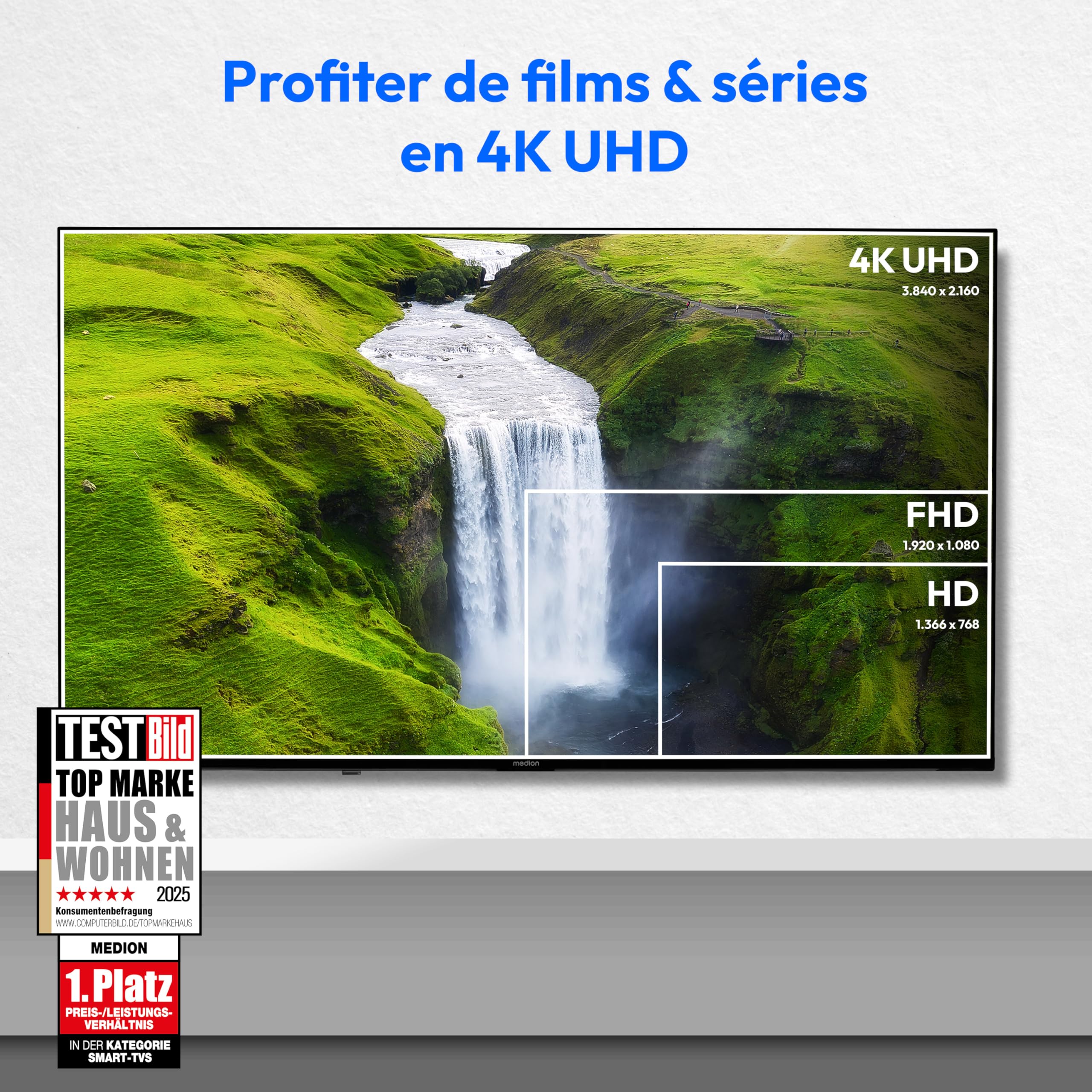 MEDION TV 50 Pouces (125,7 cm) QLED Television (Smart TV, 4K, Dolby Vision HDR, Prime Video, Disney+, Dolby Atmos, DTS X, Compatible avec Google TV, PVR, Bluetooth, MD 850700)