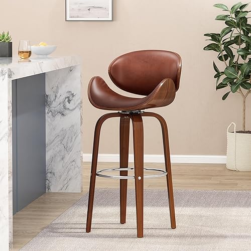 Miniatura 4 de Swivel Bar Stools Counter Height Stools Modern Dining Chairs Kitchen Chairs Desk Chair Table & Chair Sets Wood Frame Furniture,Brown-1