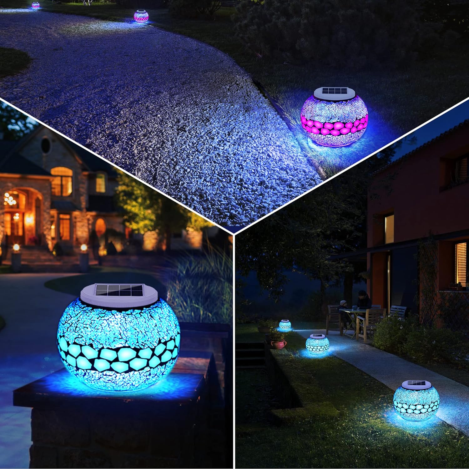 Solar Garden Ball Light Decor, Mosaic Color Changing Solar Table Light, Night Light for Garden, Patio, Party, Yard, Outdoor & Indoor Solar Lights Decorative, Ideal Gift - - 