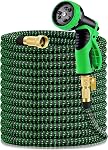 Garden Hose 150FT, Expandable Hose Flexible Lightweight Water Hose with 9 Function Nozzle Sprayer Expanding Durable Hose with 3/4 Inch Fittings No-Kink, Black and Green