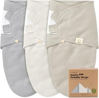 3-Pack Organic Swaddles for Newborns, Baby Sleep Sacks 0-3 Months - Baby Swaddle Wrap, Newborn Wearable Blanket, Infant Sleep Sack for Girls, Boys, Soft & Snug, Large Hook & Loop Closure (Granite)