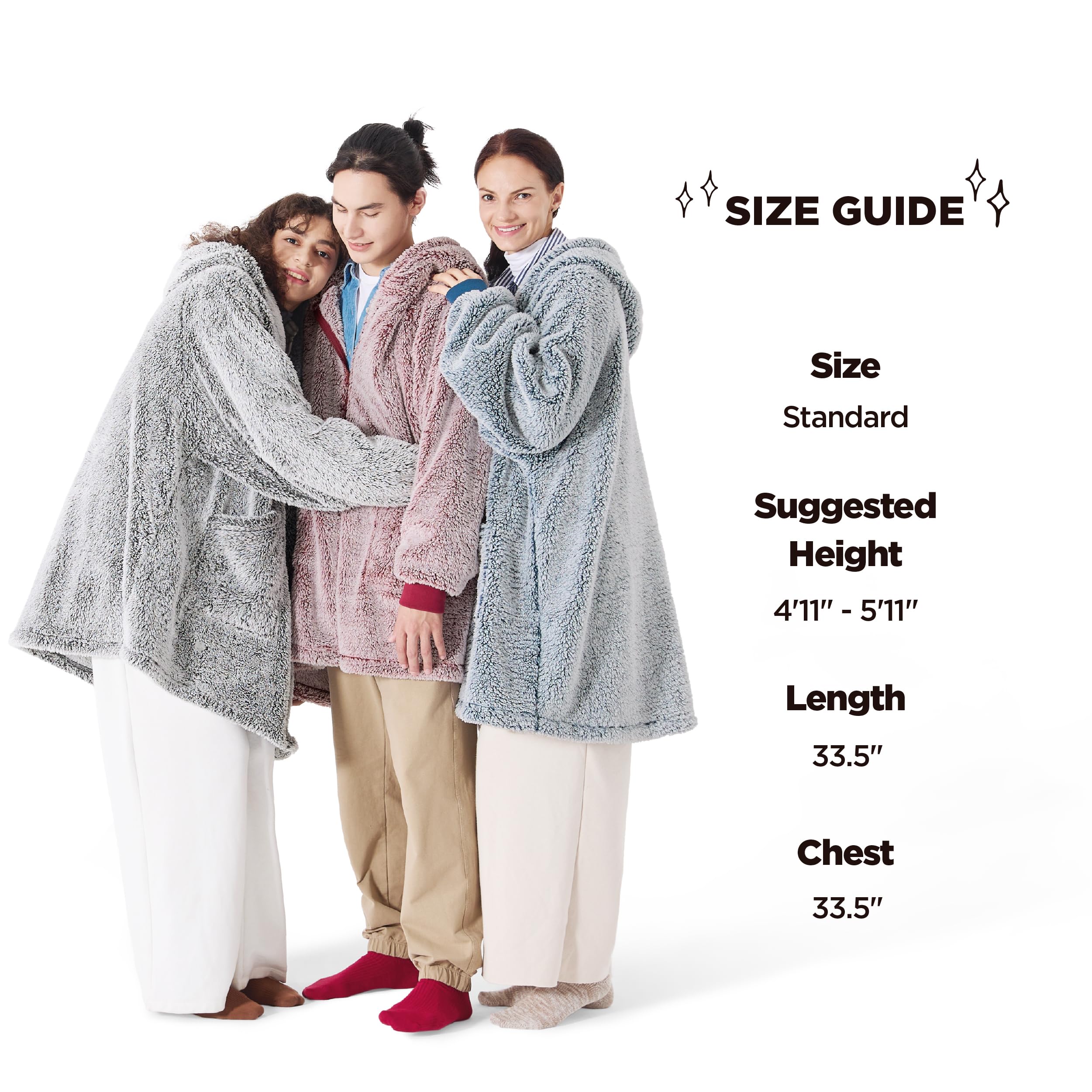 Bedsure Wearable Blanket Hoodie with Zipper for Women - Oversized Sherpa Hooded Blanket Jacket, Cozy Warm Zip Up Blanket Sweatshirt as Gifts for Girlfriend One Size Fits All