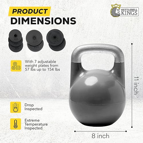 Miniatura 3 de Kettlebell Kings Adjustable Kettlebell Set, 26-70 lb - Strength Training Kettlebells with 7 Plates - Secure Lock System and Durable Steel Kettle