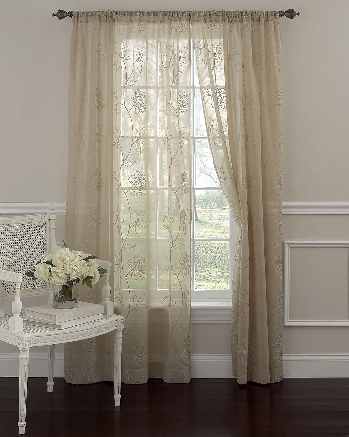 Laura Ashley Frosting Sheer Curtain with Rod Pocket, Panel
