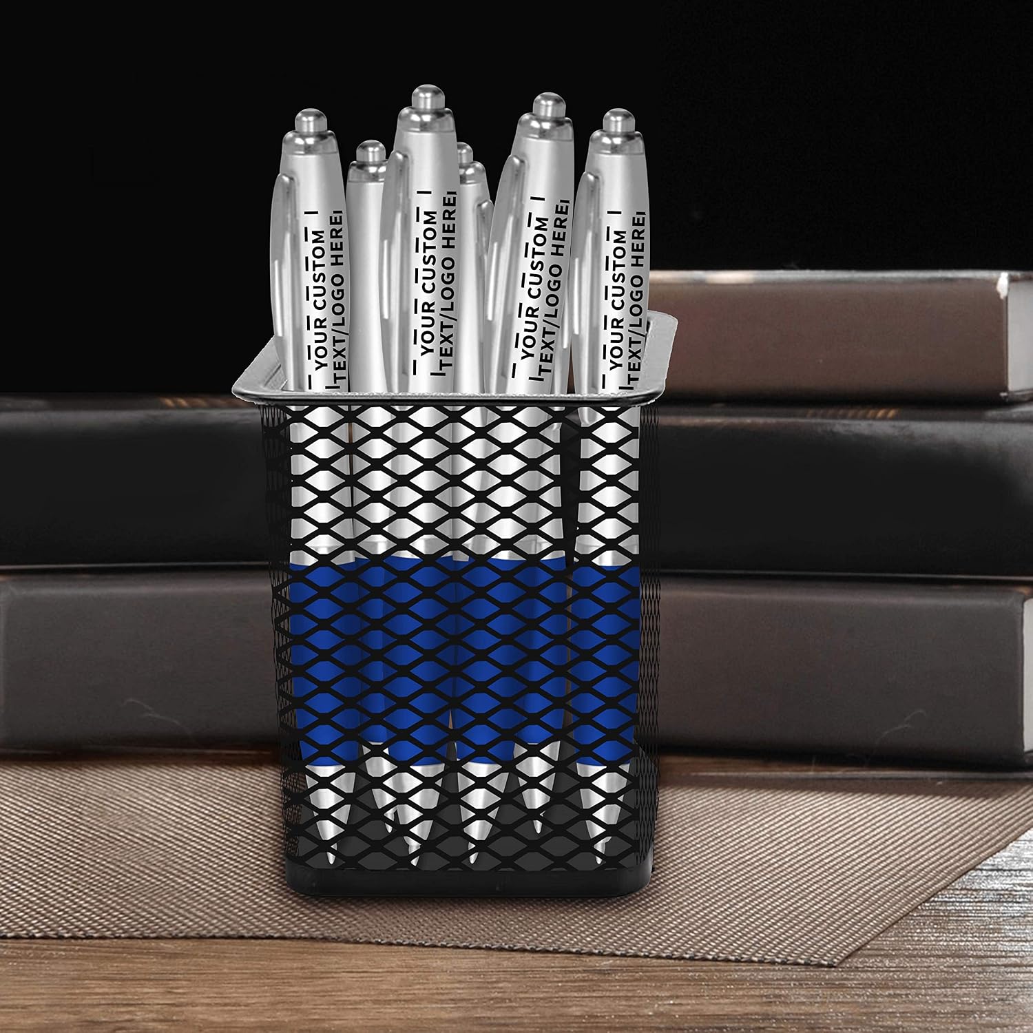 DISCOUNT PROMOS Custom Colored Grip Gel Pens Set of 100, Personalized Bulk Pack - Great for Office, School, Business, Tradeshows, Events - Blue