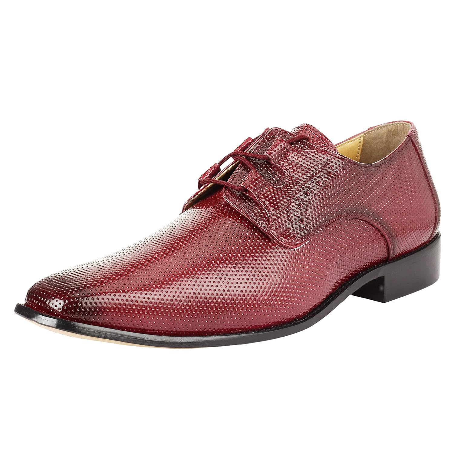 Sapato social Liberty Derby masculino formal sem couro, design clássico com cadarço, Burgundy, 8.5
