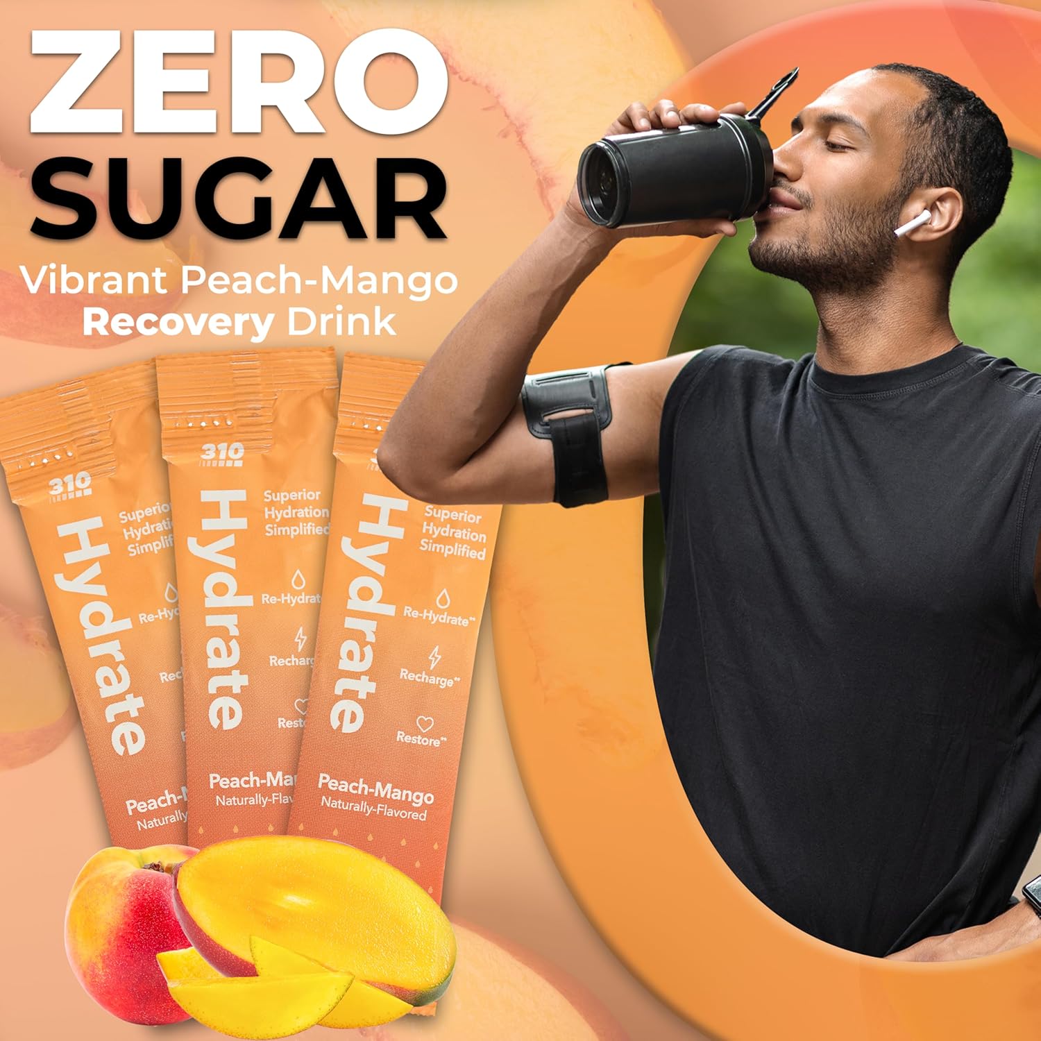 310 Nutrition Sugar Free Electrolytes Powder - Instant Hydration Packets for Daily Fluid Balance - Caffeine-Free Rehydration Drink Mix, Low Calorie & Keto Friendly - Watermelon 15 Singles