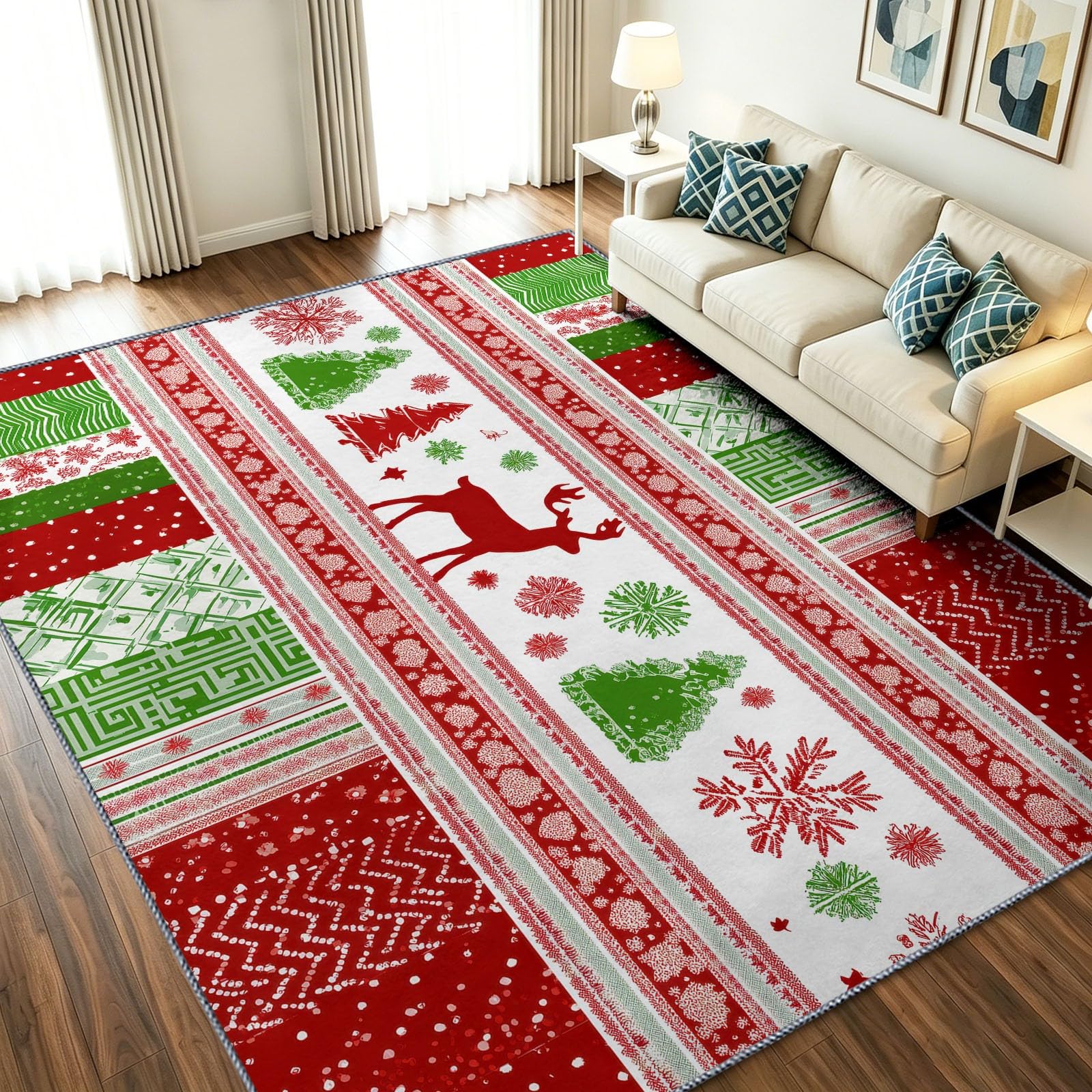 Tapis renne flocon de neige pour une entrée ou cuisine festive