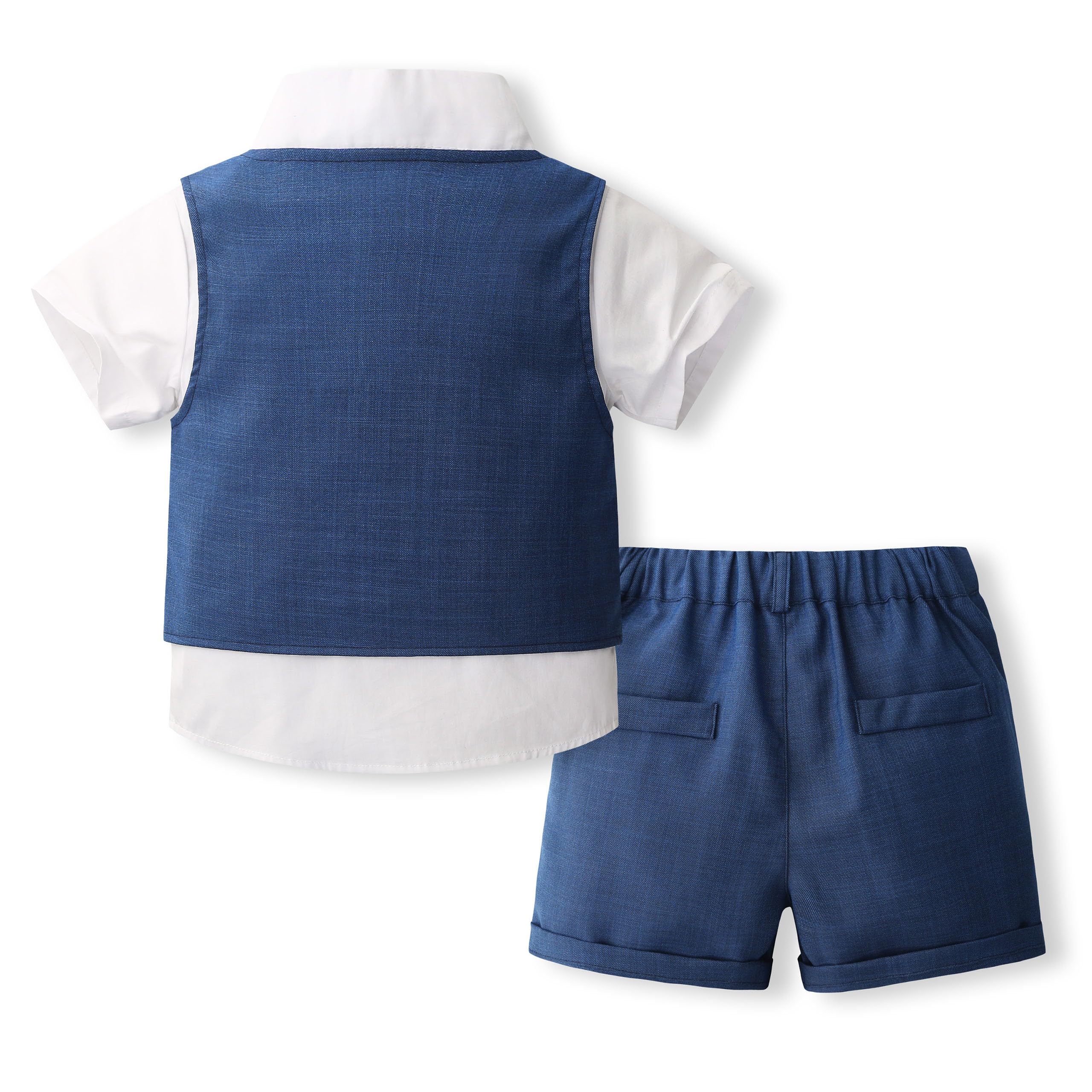 Volunboy Trajes para Bebé Niños de Boda Ceremonia, Verano Conjunto de Chaleco, Camisa, Pajarita, Shorts 4 Piezas