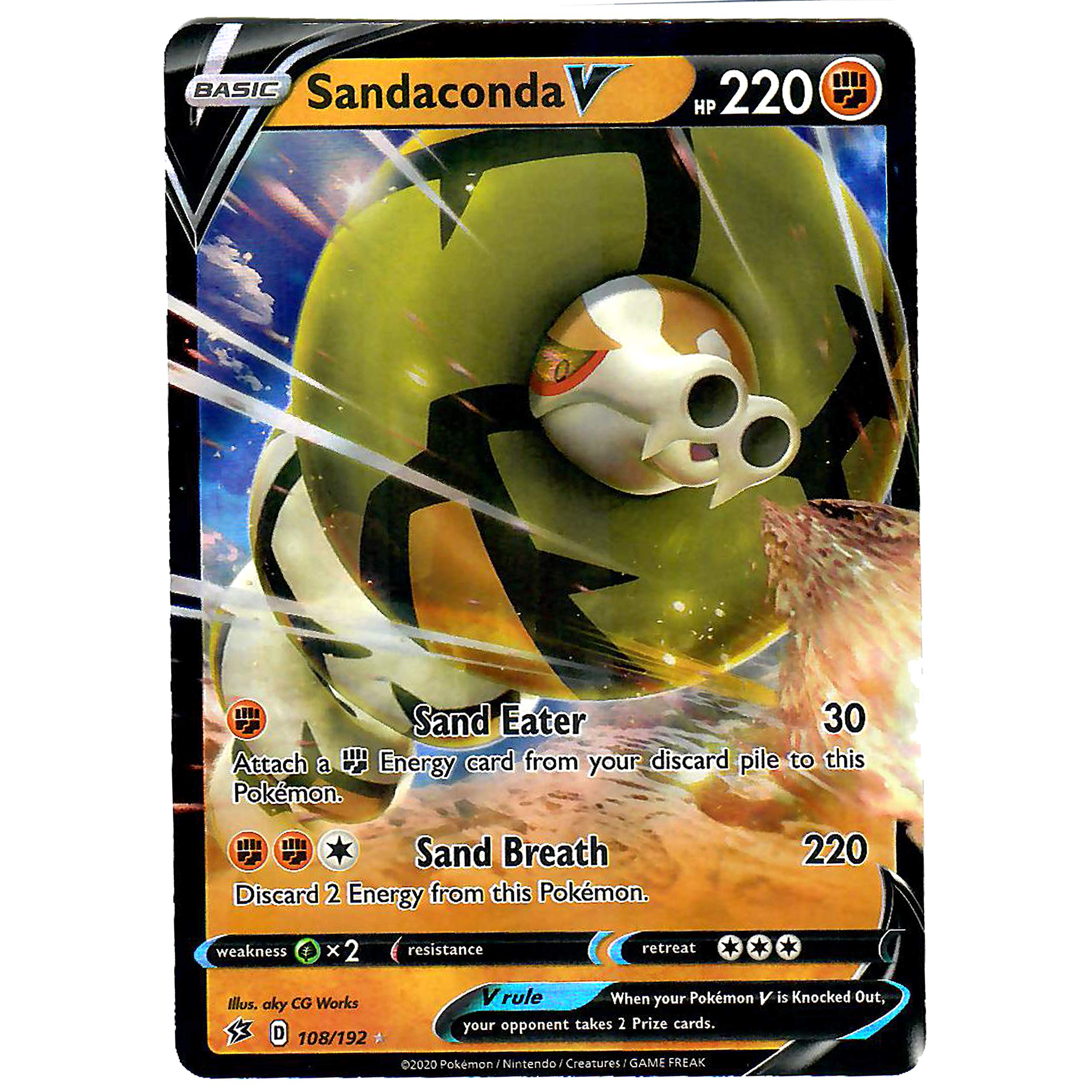 Pokemon Carta Sandaconda V 184/192 - Full Art Ultra Rara - Rebel Clash Spada E Scudo - MINT