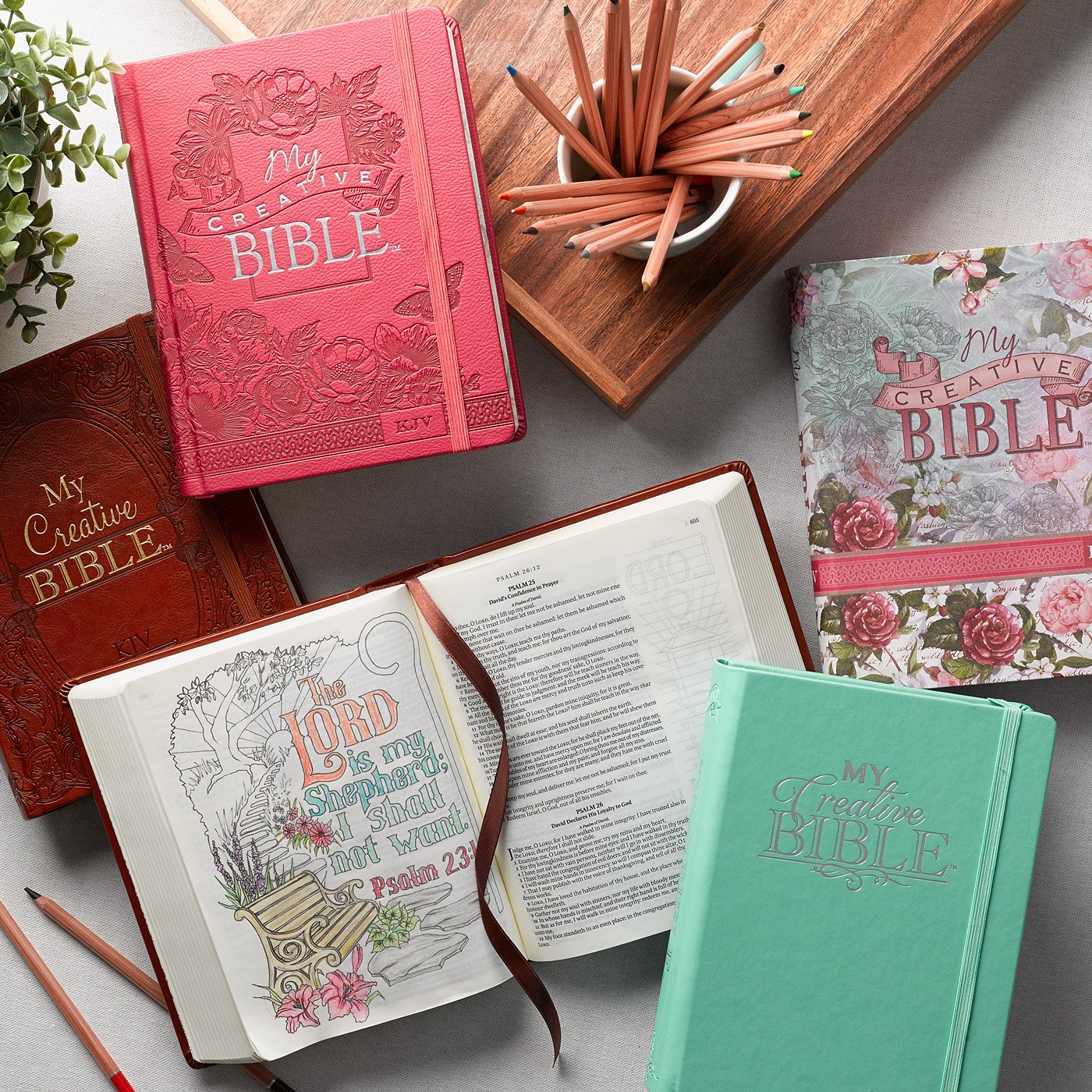 KJV Holy Bible, My Creative Bible, Faux Leather Hardcover - Ribbon Marker, King James Version, Bright Pink w/Elastic Closure (KJV Creative Editions)      Hardcover – Notebook, March 5, 2016