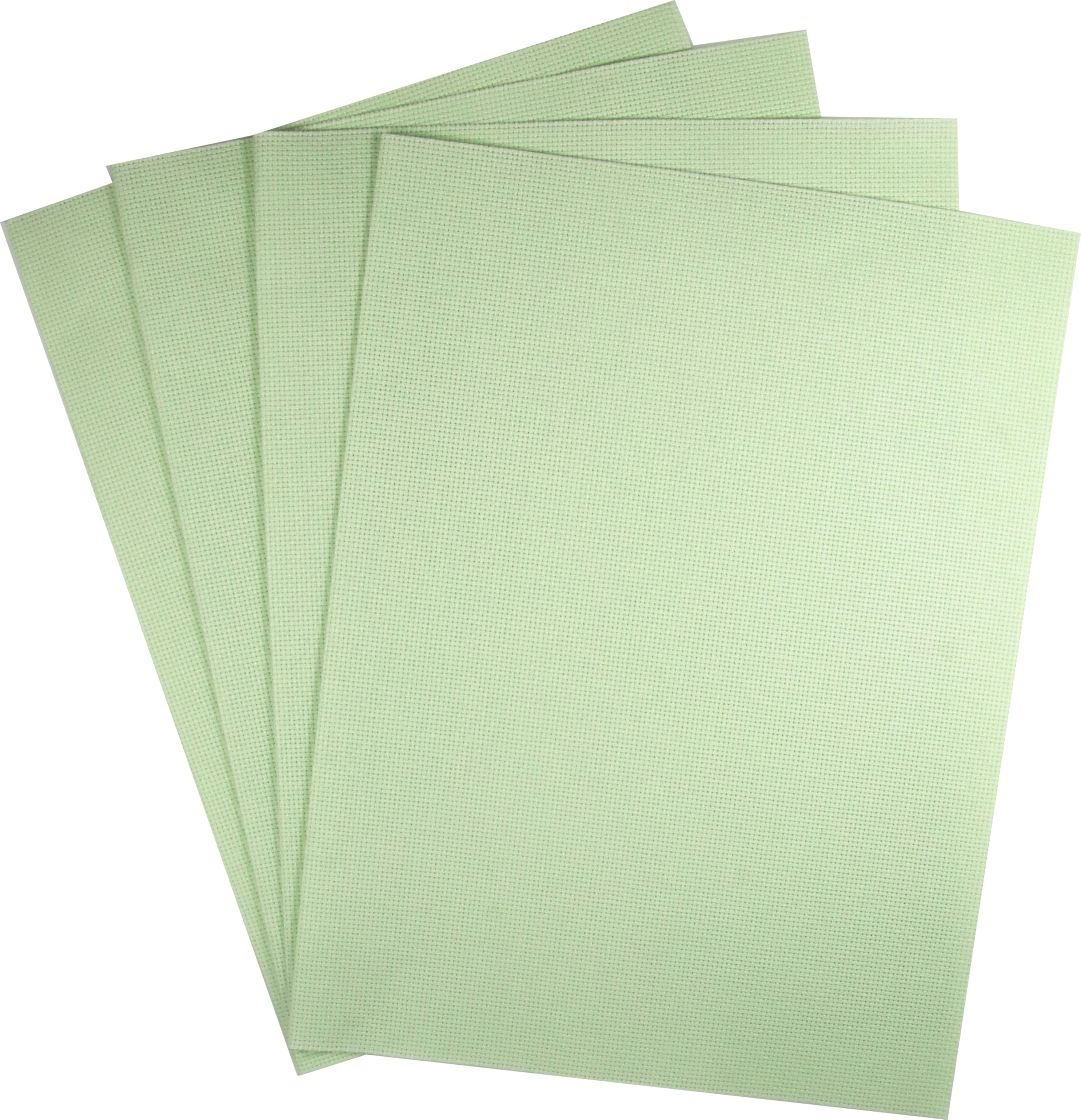 KCS 4/6 pc of 12" x 18" 30cmx45cm 16CT Counted Cotton Aida Cloth Cross Stitch Fabric (Light Green, 4 pc)