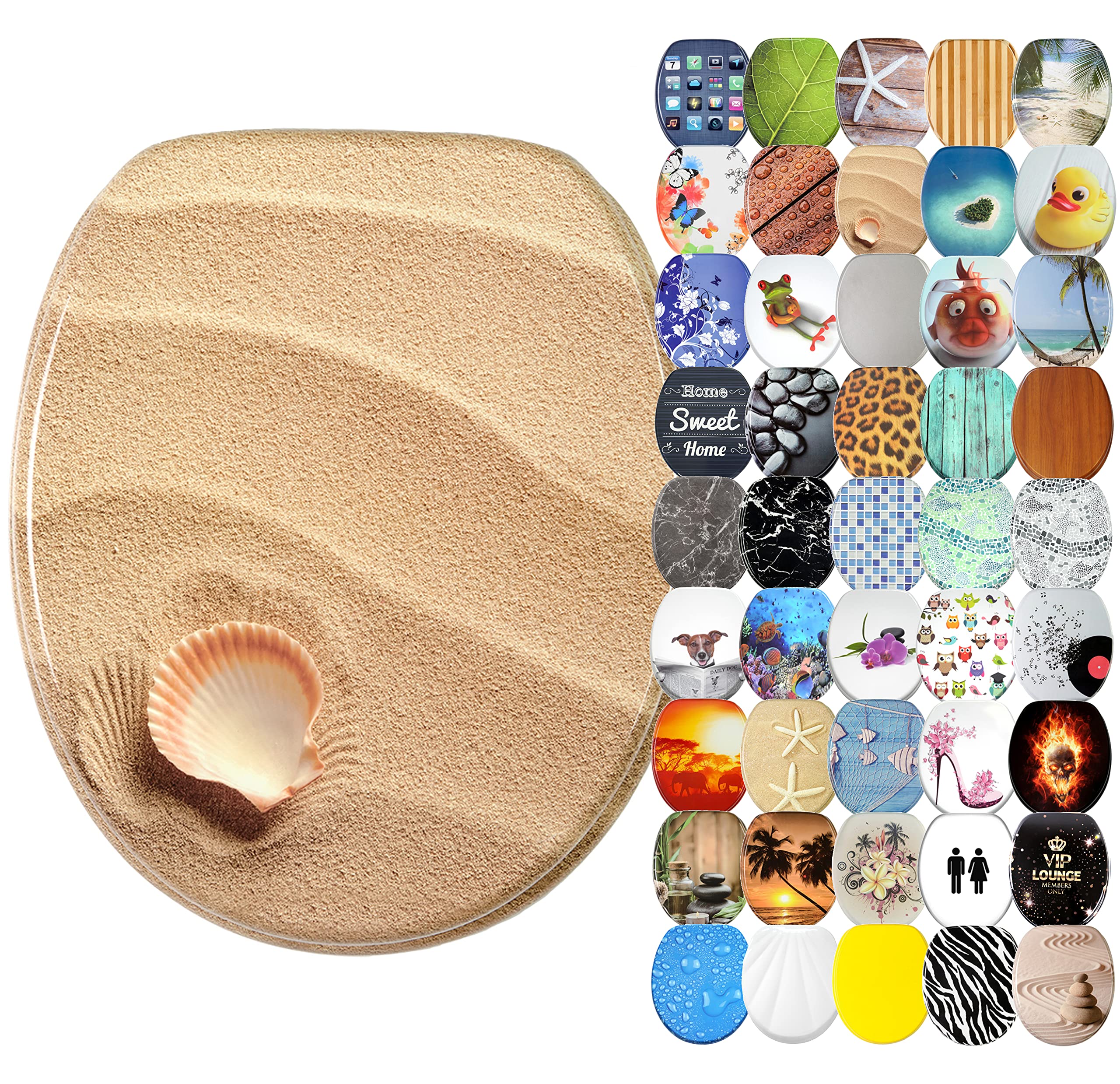 Sanilo Soft Close Toilet Seat, Wide Choice of New Toilet Seats, Stable Hinges, Easy to Mount (Clam) — image 1