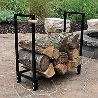 Vista 7 de Sunnydaze depósito de leña, acero color negro, 30 pulgadas, Negro