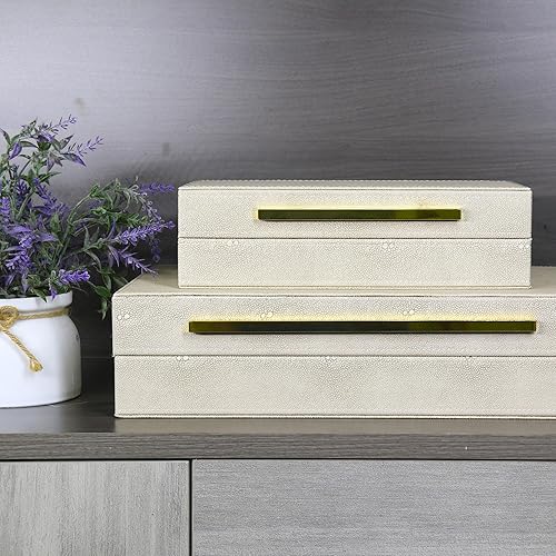 Miniatura 9 de Caja decorativa moderna de piel sintética Shagreen, cajas de almacenamiento decorativas con tapas para decoración del hogar, organizador de joyero