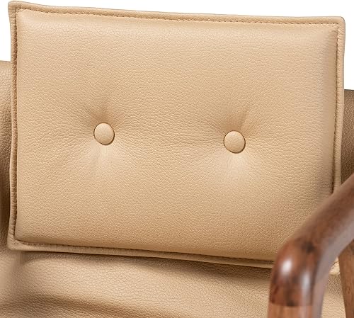 Miniatura 4 de Baxton Studio Marcena - Juego de sillas de comedor tapizadas de piel sintética beige y acabado marrón nogal, juego de 2 sillas de comedor