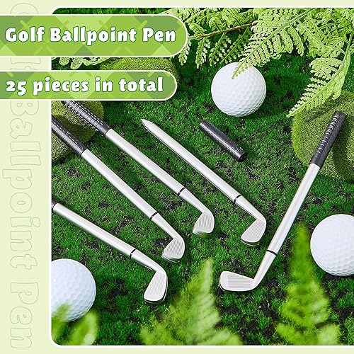 Miniatura 3 de Yaomiao 25 bolígrafos de golf, mini palos de golf, decorativos, divertidos, deportivos, ergonómicos, accesorios de club, tinta negra para