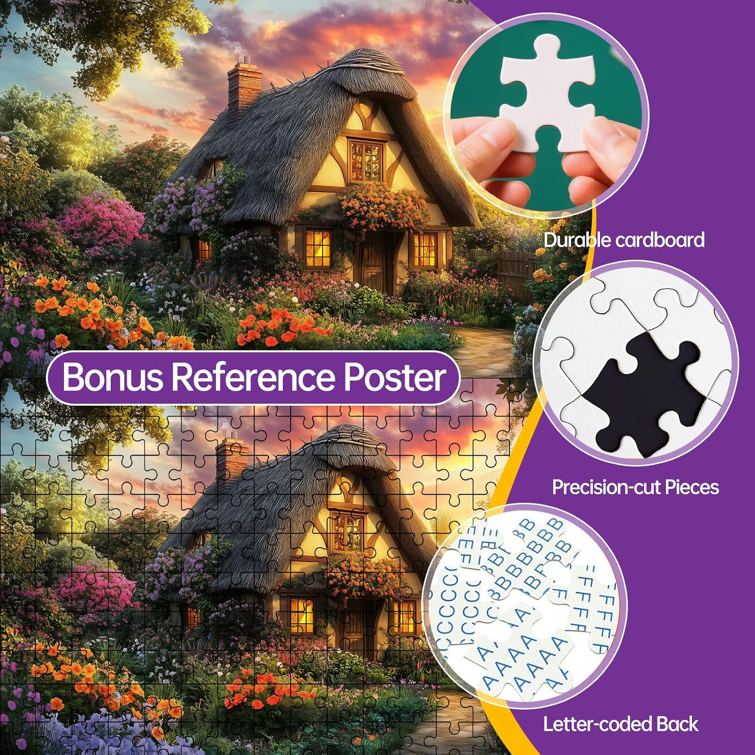 500 Piece Puzzle for Adults, Spring Country Jigsaw Puzzles 500 Pieces, Garden Nature Puzzles for Adults 500 Pieces, Fun & Challenging Family Game Gift for Friends and Family, 20.5 x 15 in