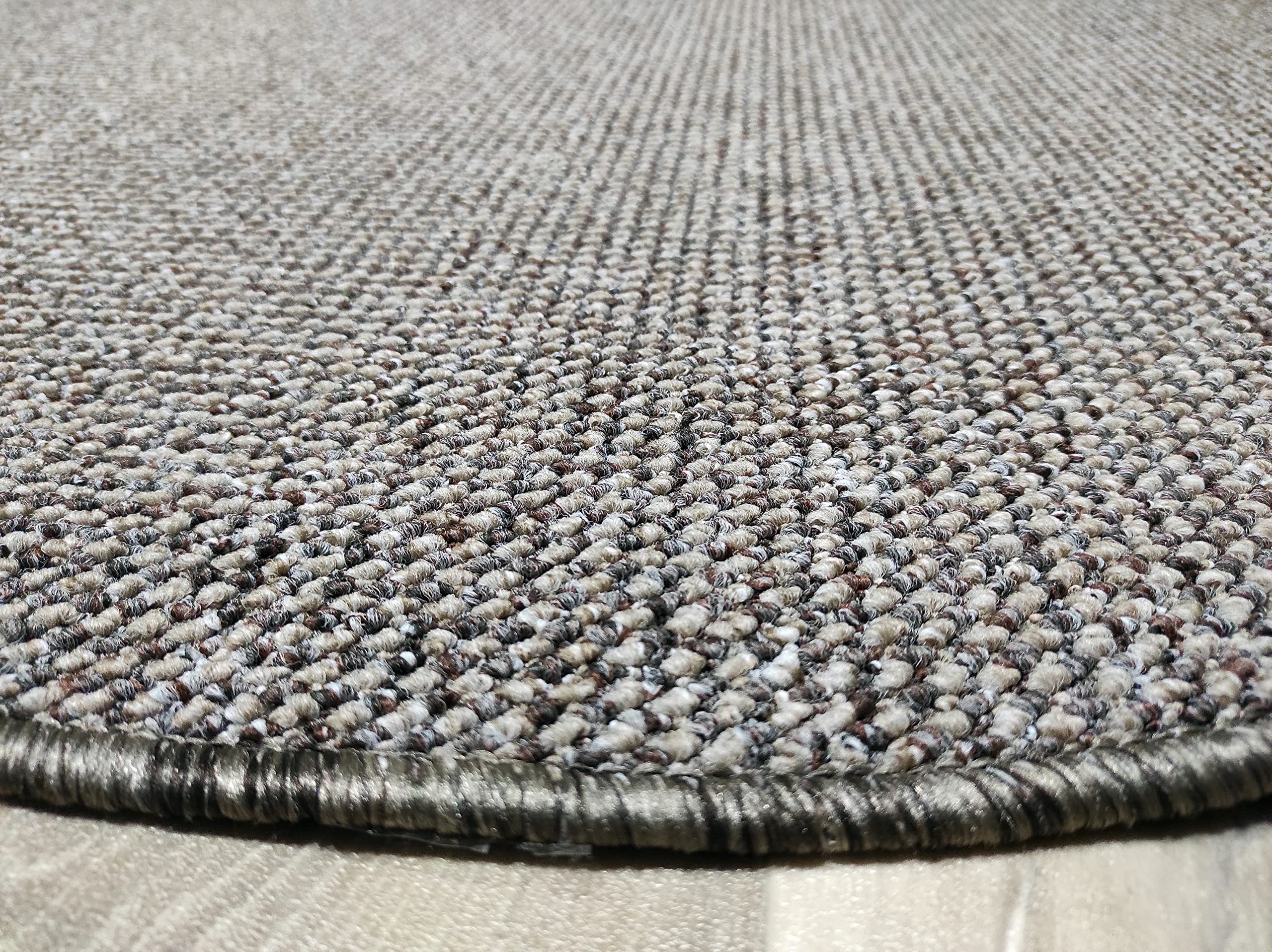 Tappeto rotondo liscia, colore Taupe marrone morbido. Tappeto al tatto naturale Similar Lana. Tappeto in fibra sintetica di sintettitica diametro 100 cm.