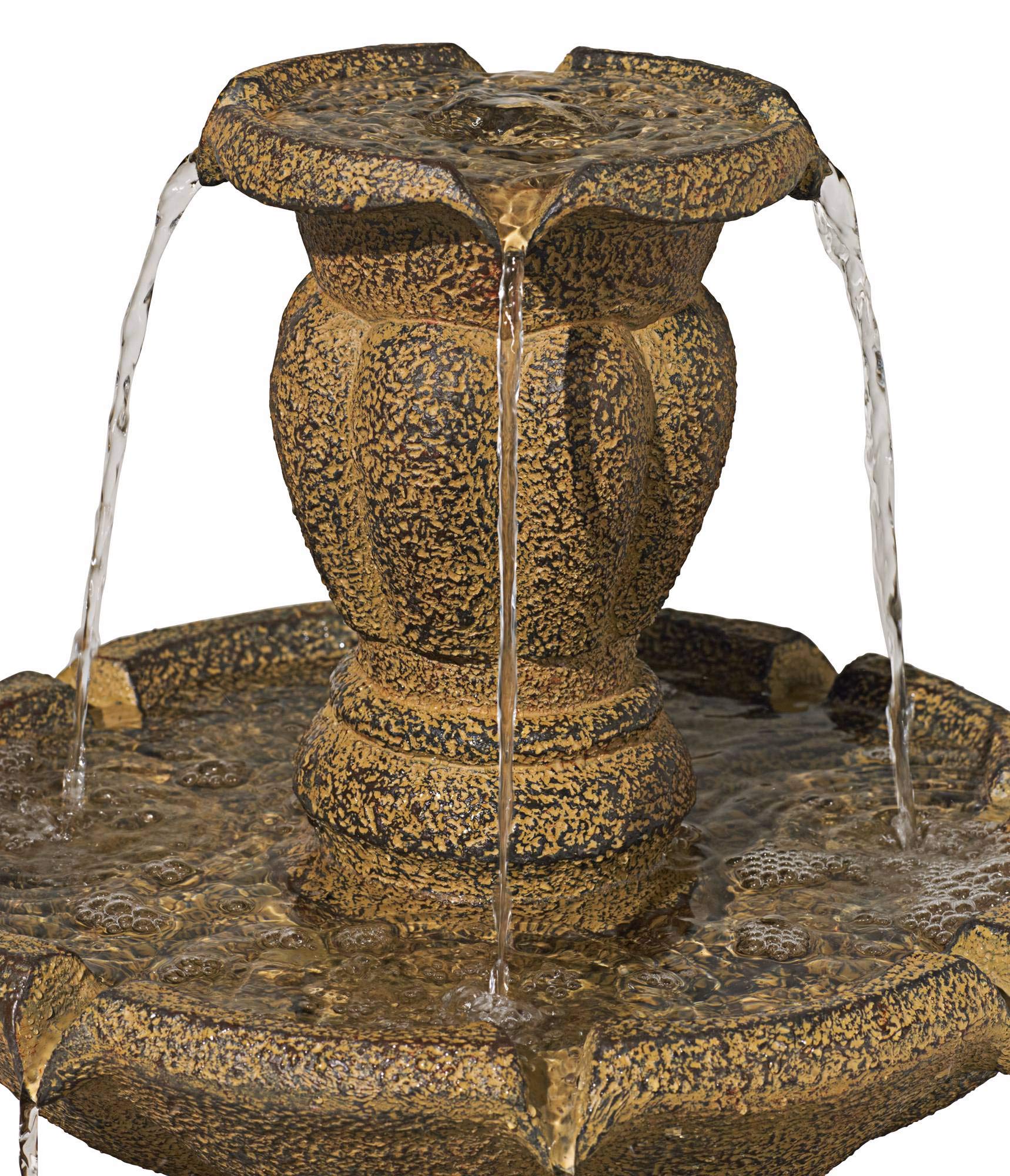 Tuscan Garden 41 1/2" High Large Traditional Italian Indoor Outdoor Decor Dark Faux Stone Floor Fountain Waterfall Tiered Standing Water Feature for Outside Patio Yard Backyard Porch - John Timberland - 4