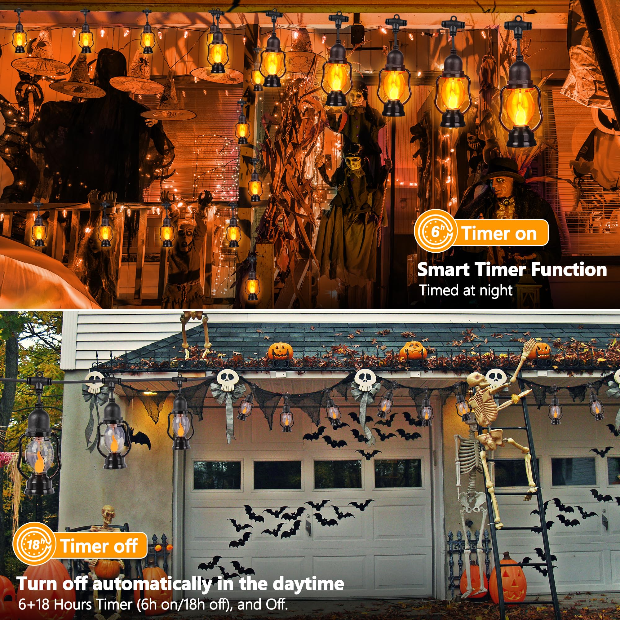 Best Lantern String Lights for 2026 3 Zeiliuled Halloween Flame String Lights, 21FT Orange Halloween Lights with 10 Bulb — product photo