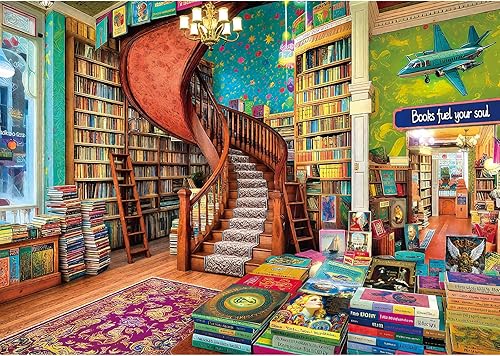 Rompecabezas de 1000 piezas para adultos, tema de Laberinto vintage de libros, póster e impresión de alta definición, 27.5 x 19.7 pulgadas, sin
