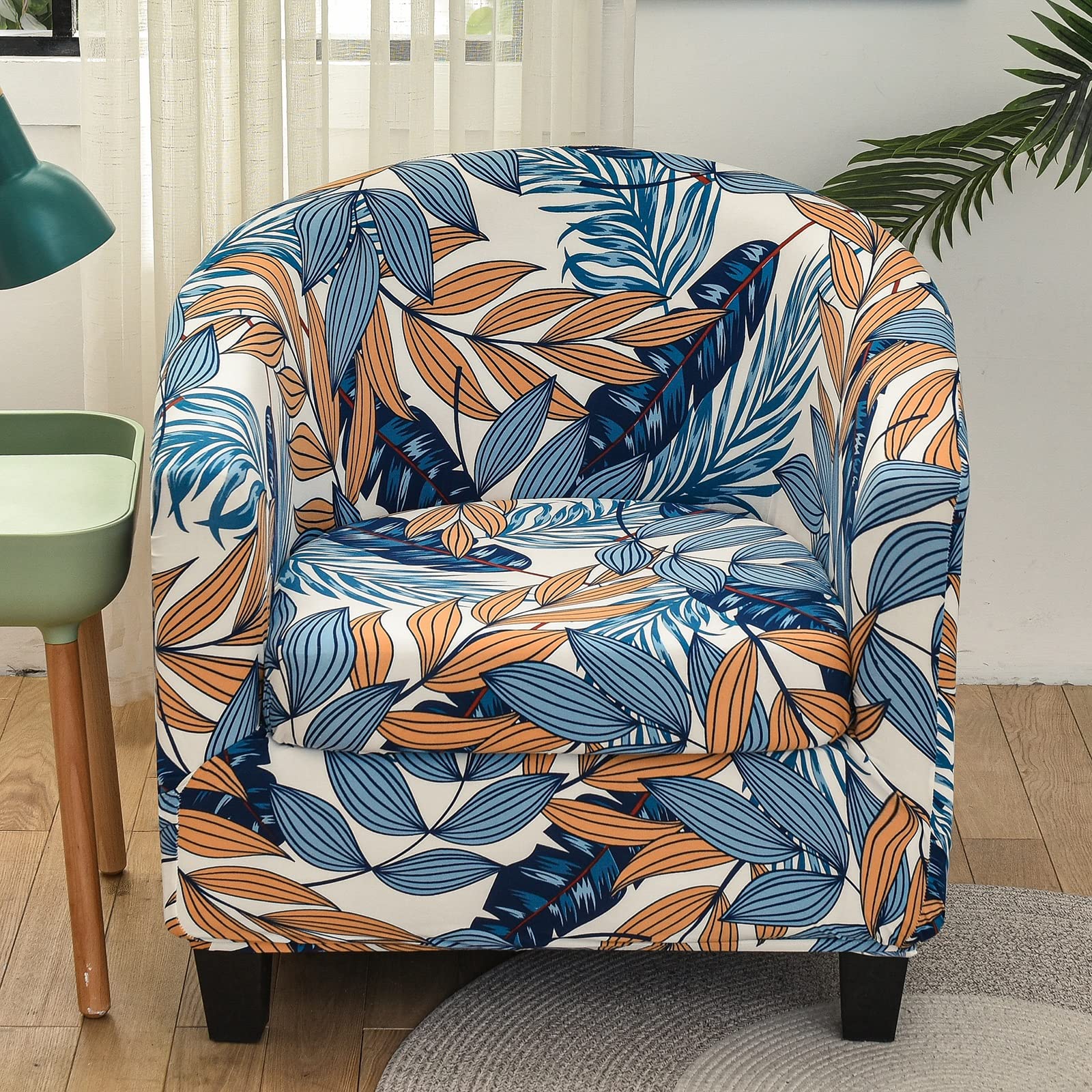 thumbnail: Jianyana Bedrukte Stoelhoezen Voor Kuipstoelen – Rekbare Slipcovers, 1 Stuk, Bloemenprint, Voor Woonkamer/hotel/bar