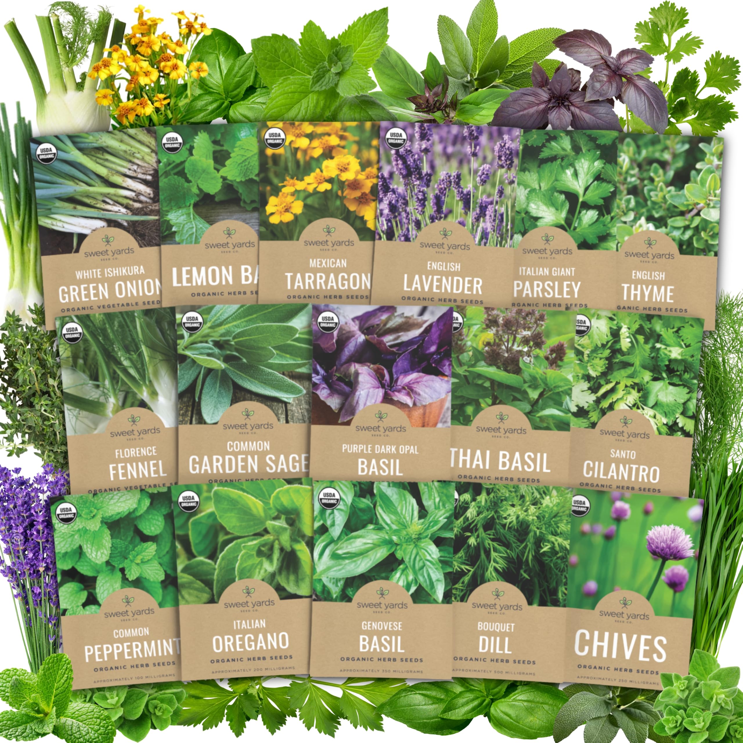 Sweet Yards Organic Herb Seeds 16-Pack