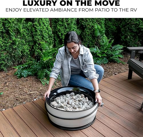 Miniatura 7 de Outland Living - Fogata grande de gas propano para exteriores, 60,000 BTUh, 24 pulgadas con tapa, hoguera moderna Lake Country 800 para patio, color