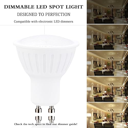 Miniatura 6 de Bombillas LED GU10 de 5 vatios, 50 vatios de repuesto halógeno, 3000 K blanco suave regulable MR16 forma 520LM bombilla empotrable, paquete de 6