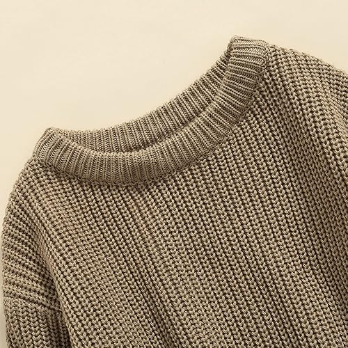 Miniatura 5 de Karwuiio - Suéter de punto para bebé, niña, niño, cuello redondo, manga larga, sudadera para otoño e invierno