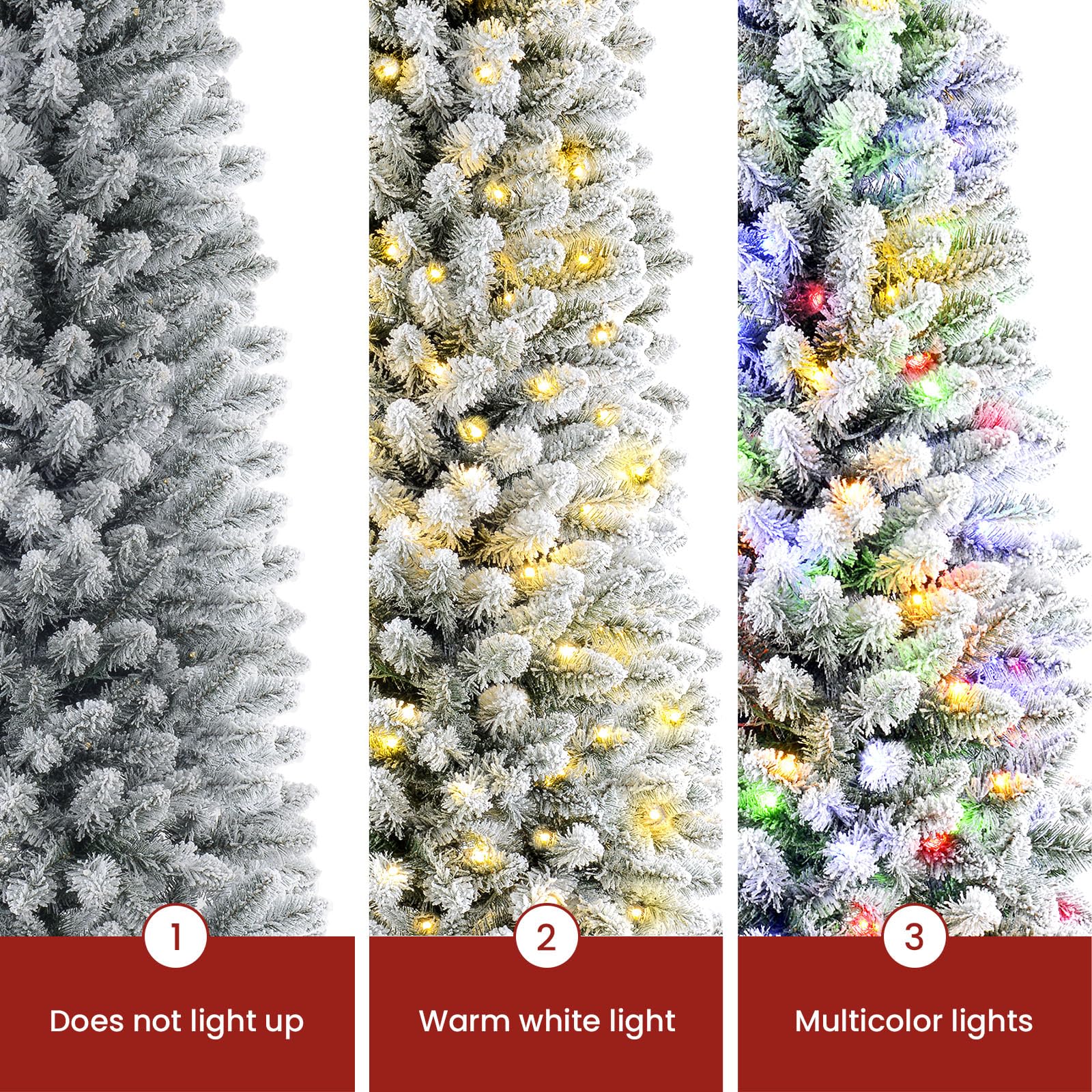 Shareconn 152 cm Sapin de Noël Artificiel Pré-éclairé, Arbre Floqué Blanc avec Support en Métal Pliable, 210 LED de Haute Qualité, 12 Modes d'éclairage, Parfait pour Les Décorations de Noël