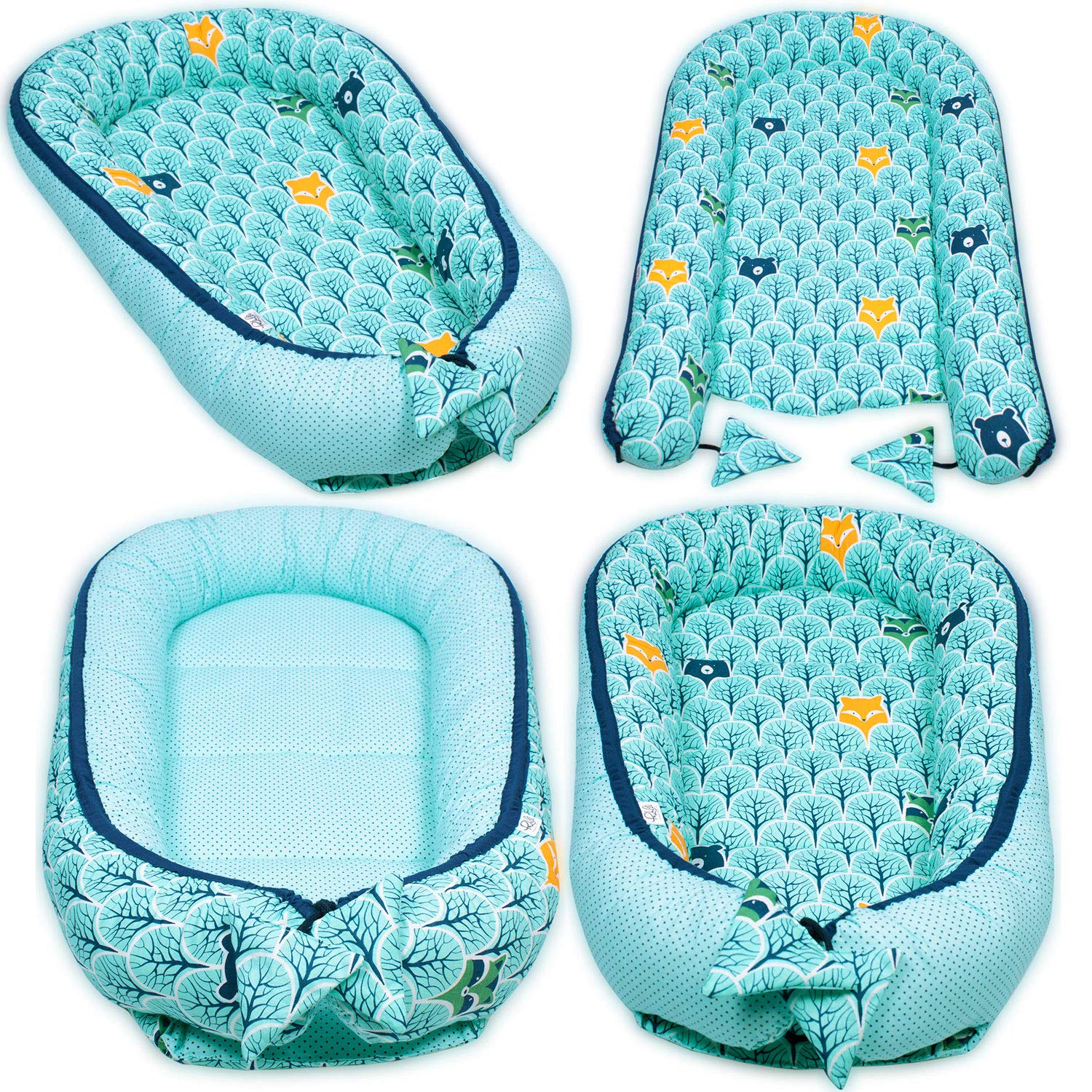 PaLulli Nid Bébé Nid Bébé Cocon Bébé 50x90 Cm, 2 Faces, 100% Coton, Nid