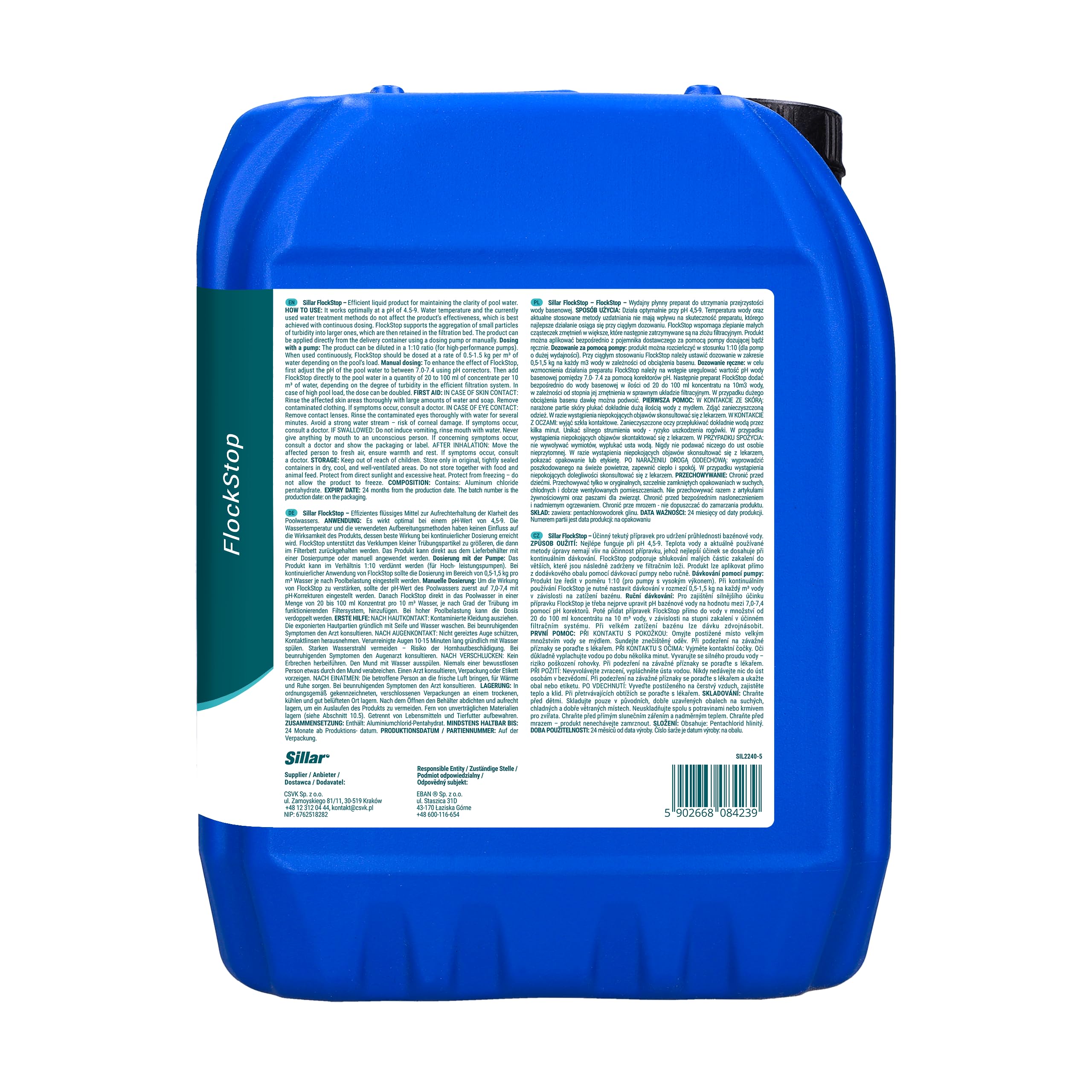 Sillar Poolklar 5L – Flüssiges Flockungsmittel für trübes Poolwasser – Kristallklares Wasser für Pool, Whirlpool & Sandfilter – Für alle Filterkartuschen – Einfache Anwendung – Schnelle Wirkung