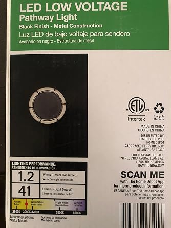 Hampton Bay Low-Voltage LED Black Bollard Light