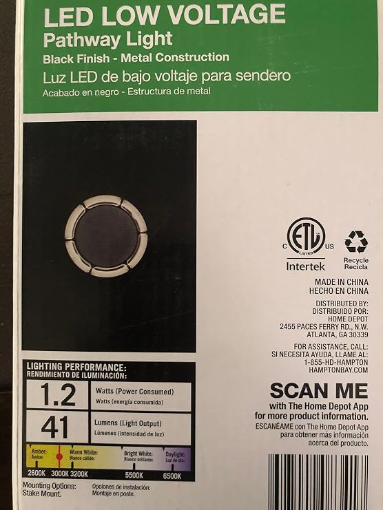 Hampton Bay Low-Voltage LED Black Bollard Light