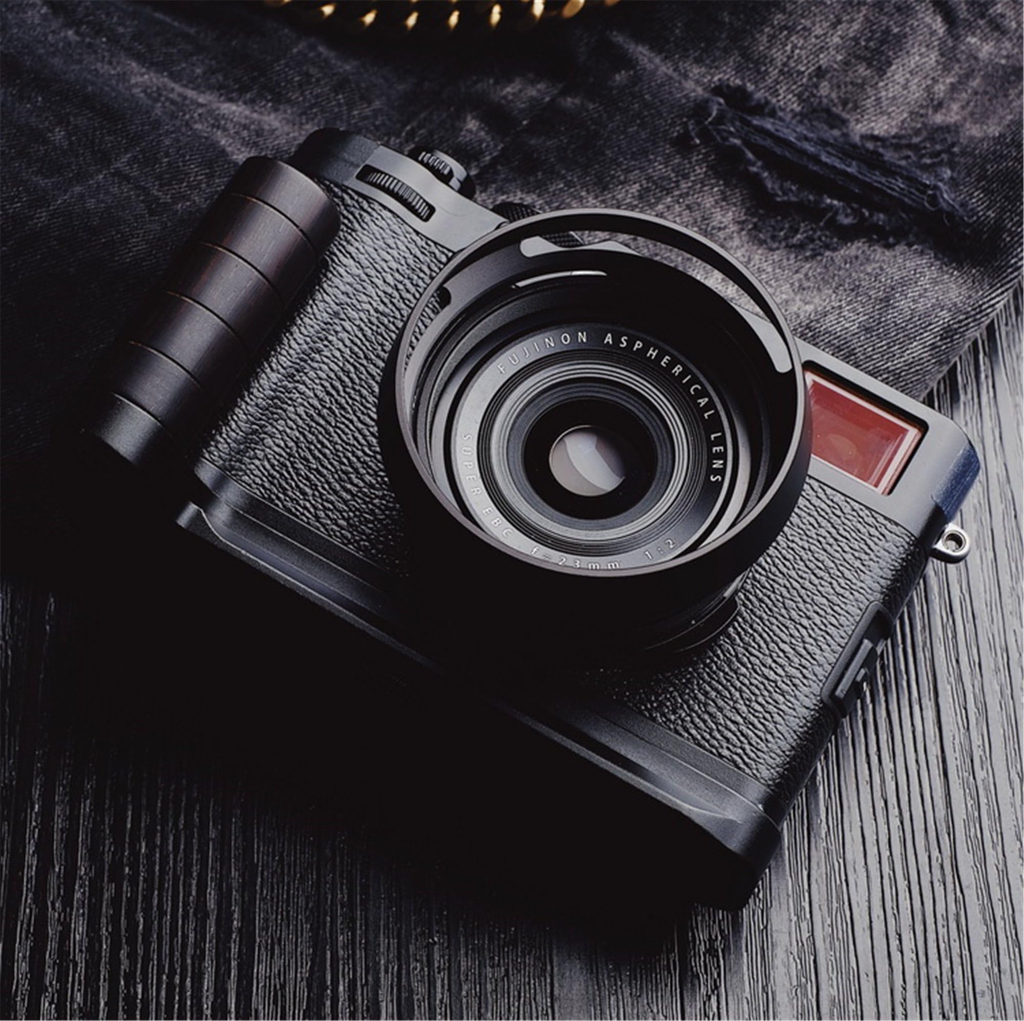 Wood Hand Grip Bracket Quick Release L Plate African Wooden Black Circular For FUJIFILM X100F X 100F