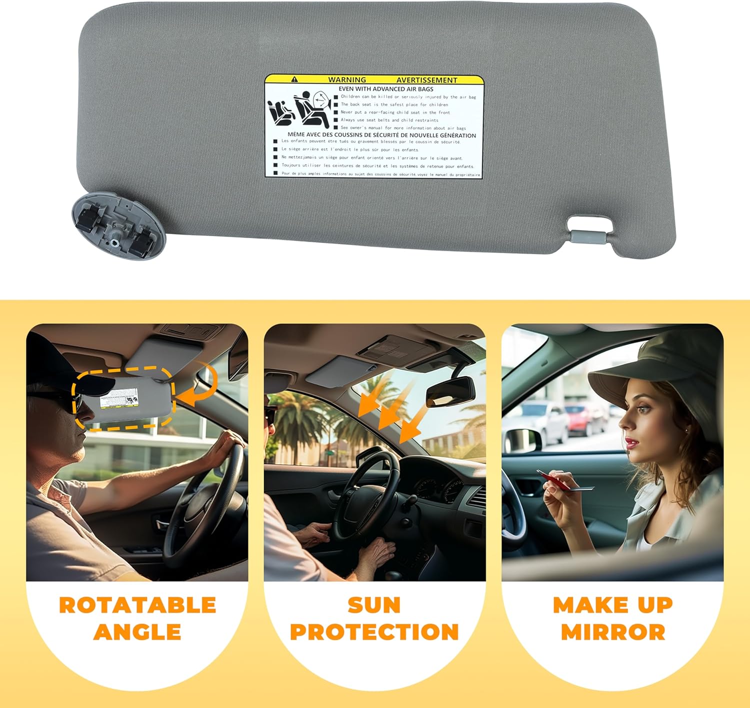 KUAFU Pair Sun Visor Set Compatible with 2007-2011 Toyota Camry for Models with Or Without sunroof for Models Without Light Driver and Passenger Side