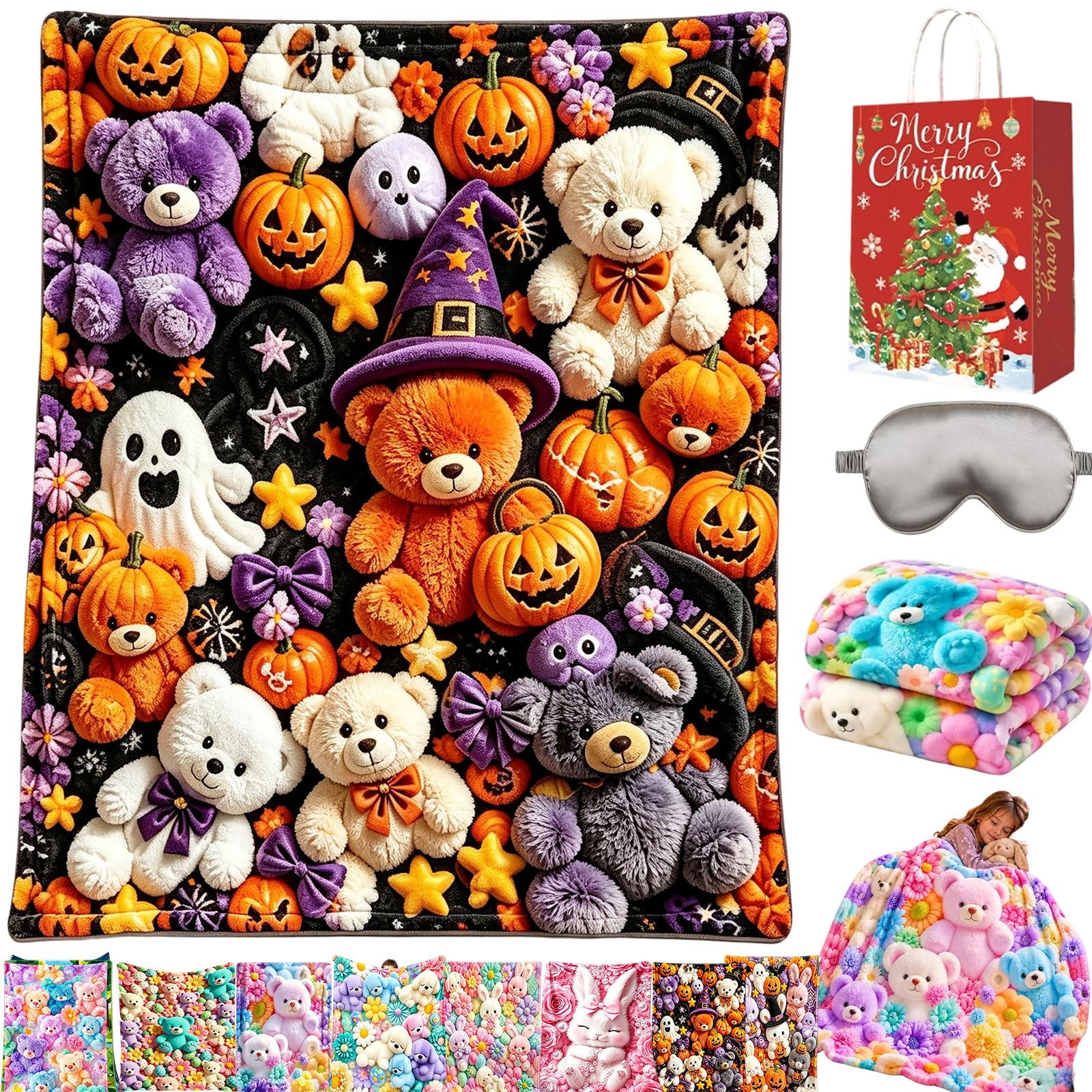 Teddy Pastel Floral Print Throw Blanket, Teddy Bear Blanket (G,30*40in)