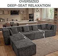 Vista 2 de Sofá Modular Seccional Nube para Sala de Estar - Juego de Sofás de Chenilla Convertible de 4 Plazas de 130'' con Otomana, Sofás de Compresión sin