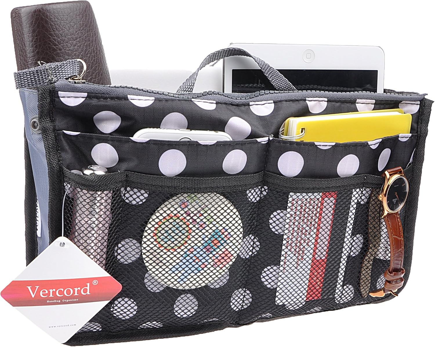 "Purse Organizer Insert - Small Black Dots" - Image 3