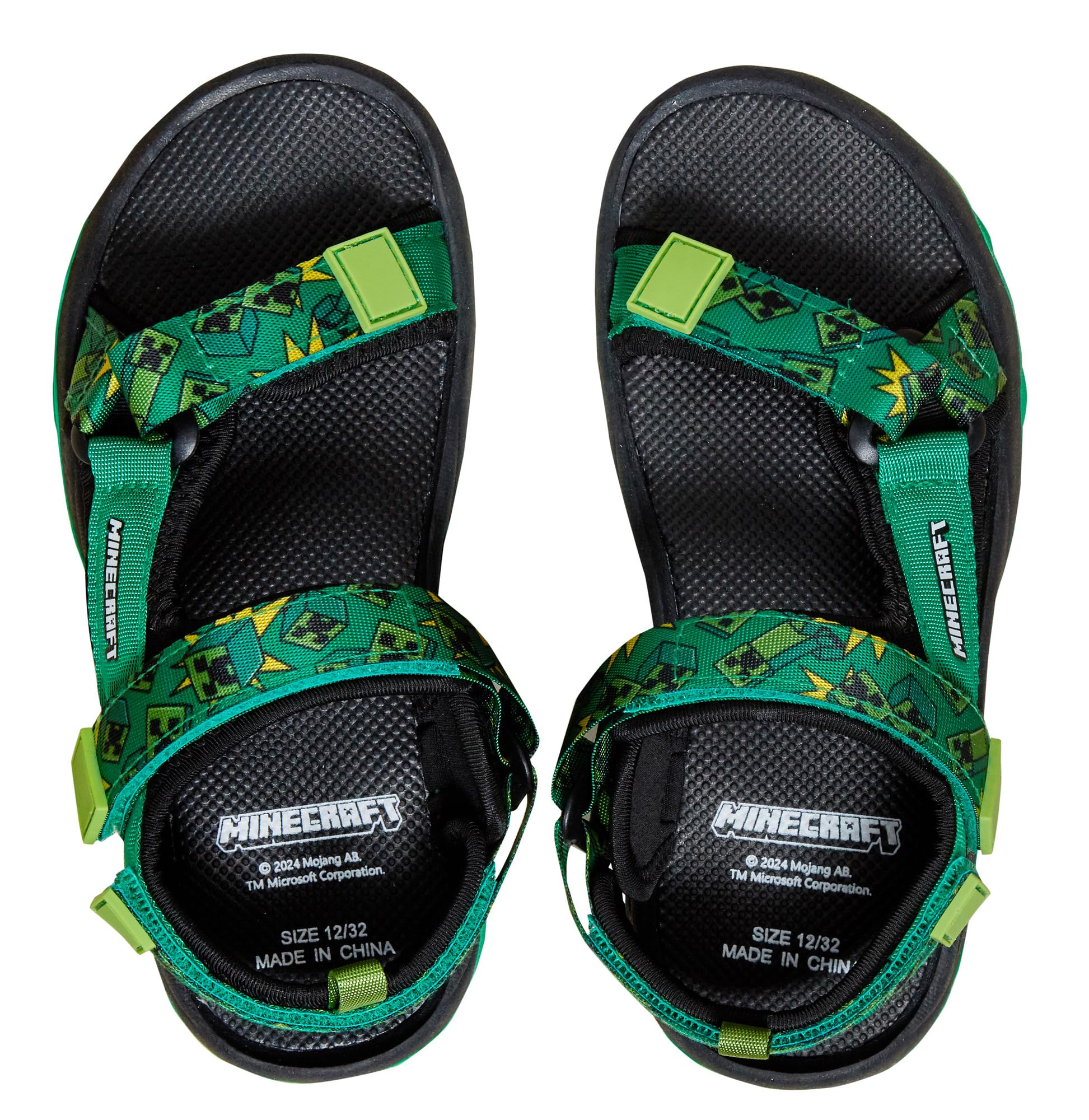 Minecraft Sandalen für Kinder, Open Toe Easy Fasten Fully Adjustable Trekker Sandals Girls Boys Creeper Sports Summer Shoes