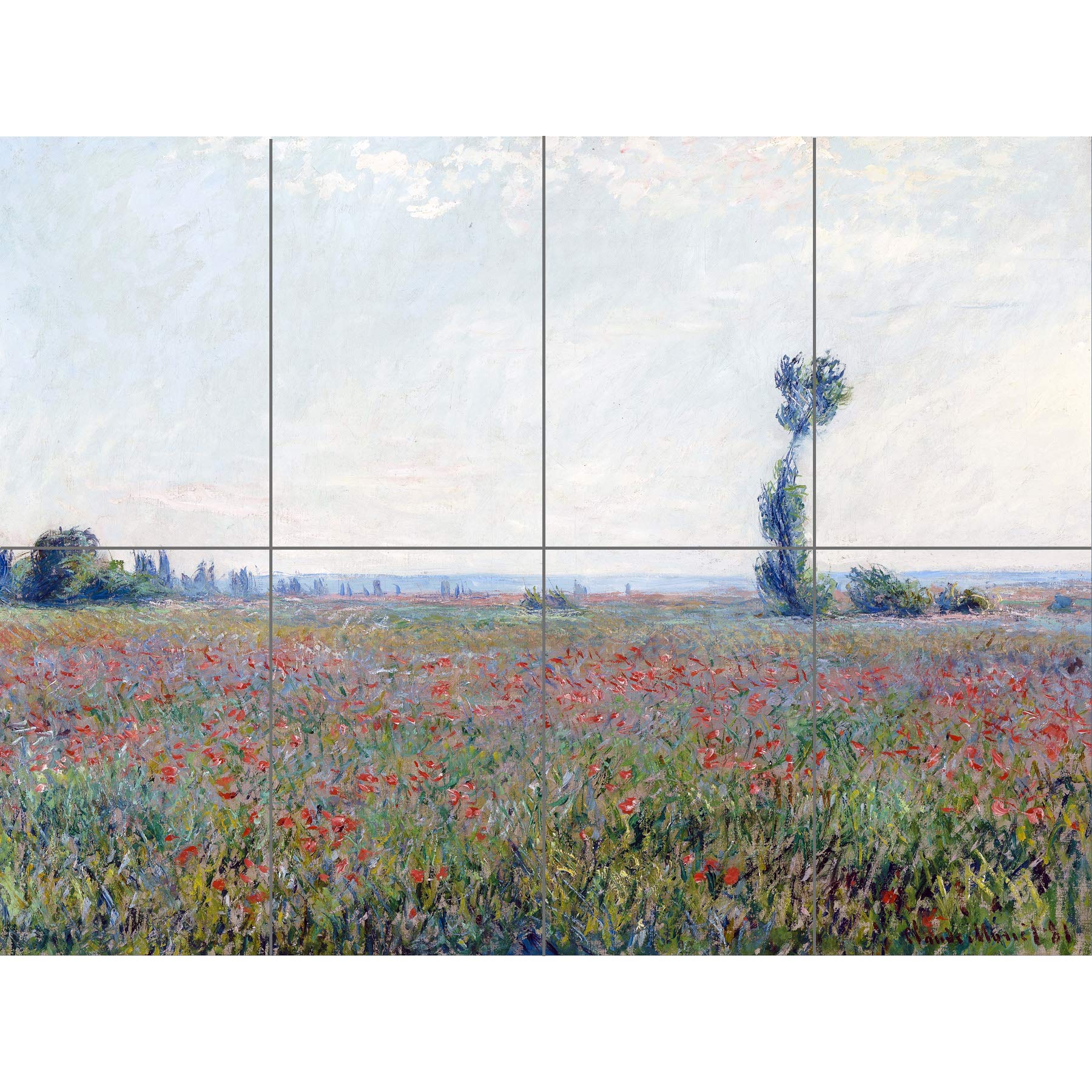 Artery8 Claude Monet Poppy Field XL Giant Panel Poster (8 Sections)