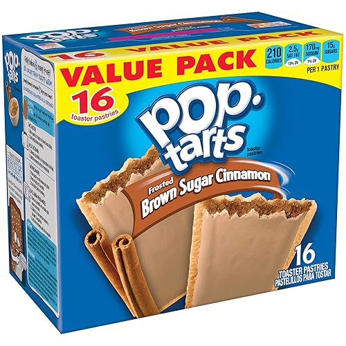 Kellogg's, Pop-Tarts, canela de azúcar morena esmerilada, 16 unidades, caja de 33.6 onzas (paquete de 2)