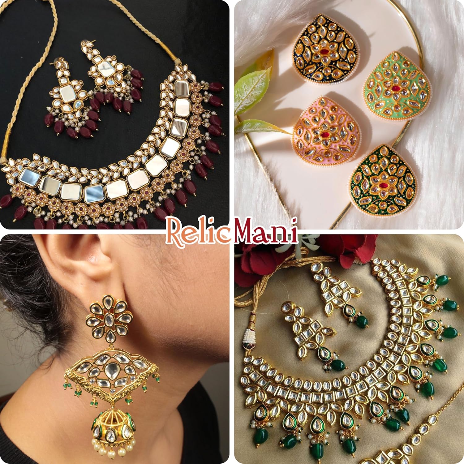 Kundan Stone Multicolour Set | Sparkling Glass-Fitting Stones for Crafting, Embroidery & DIY Projects | With Storage Partition Box